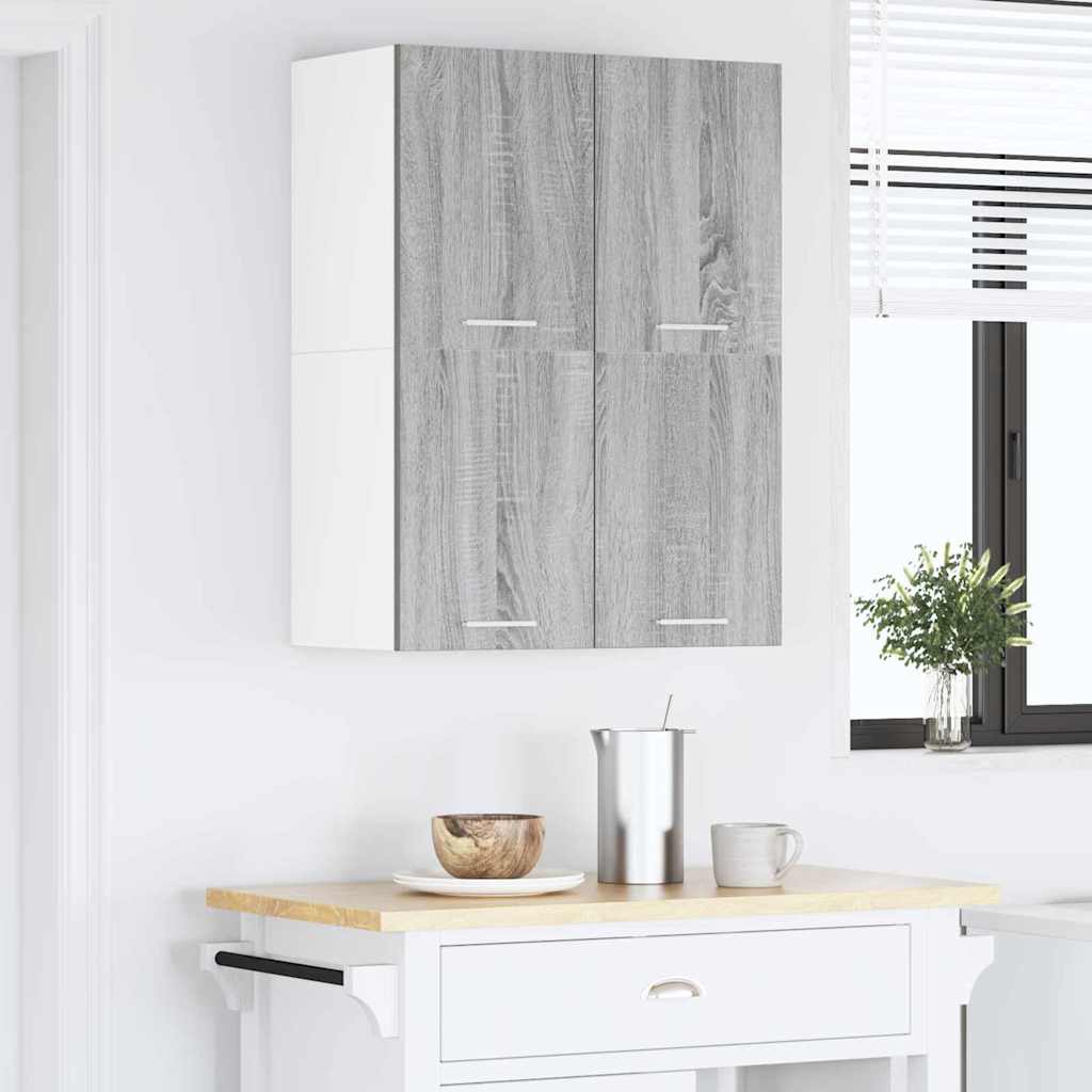 Hanging Cabinet with Shelf Riga 2 pcs Grey Sonoma and White